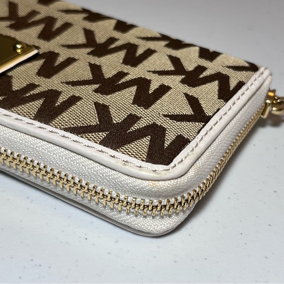 NWT Michael Kors Continental Wallet Signature Jacquard Beige Ebony Vanilla - Picture 7 of 9